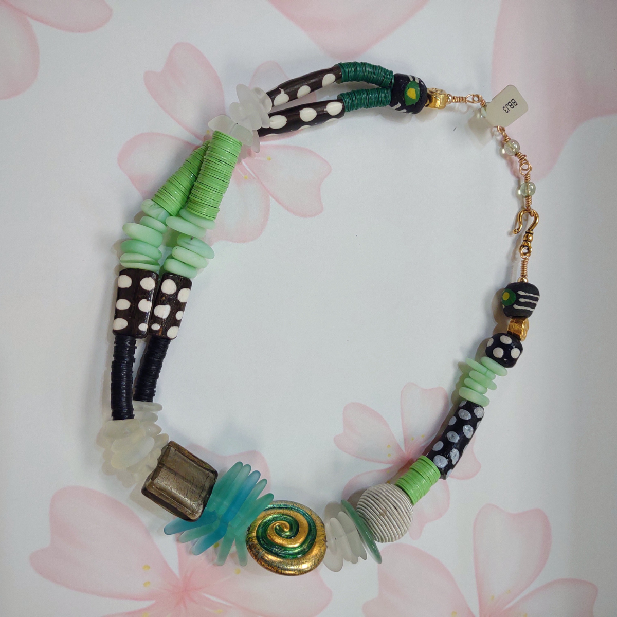 Beverly Creamer BBJ3-NECKLACE-GREENS PLUS DOUBLE STRAND