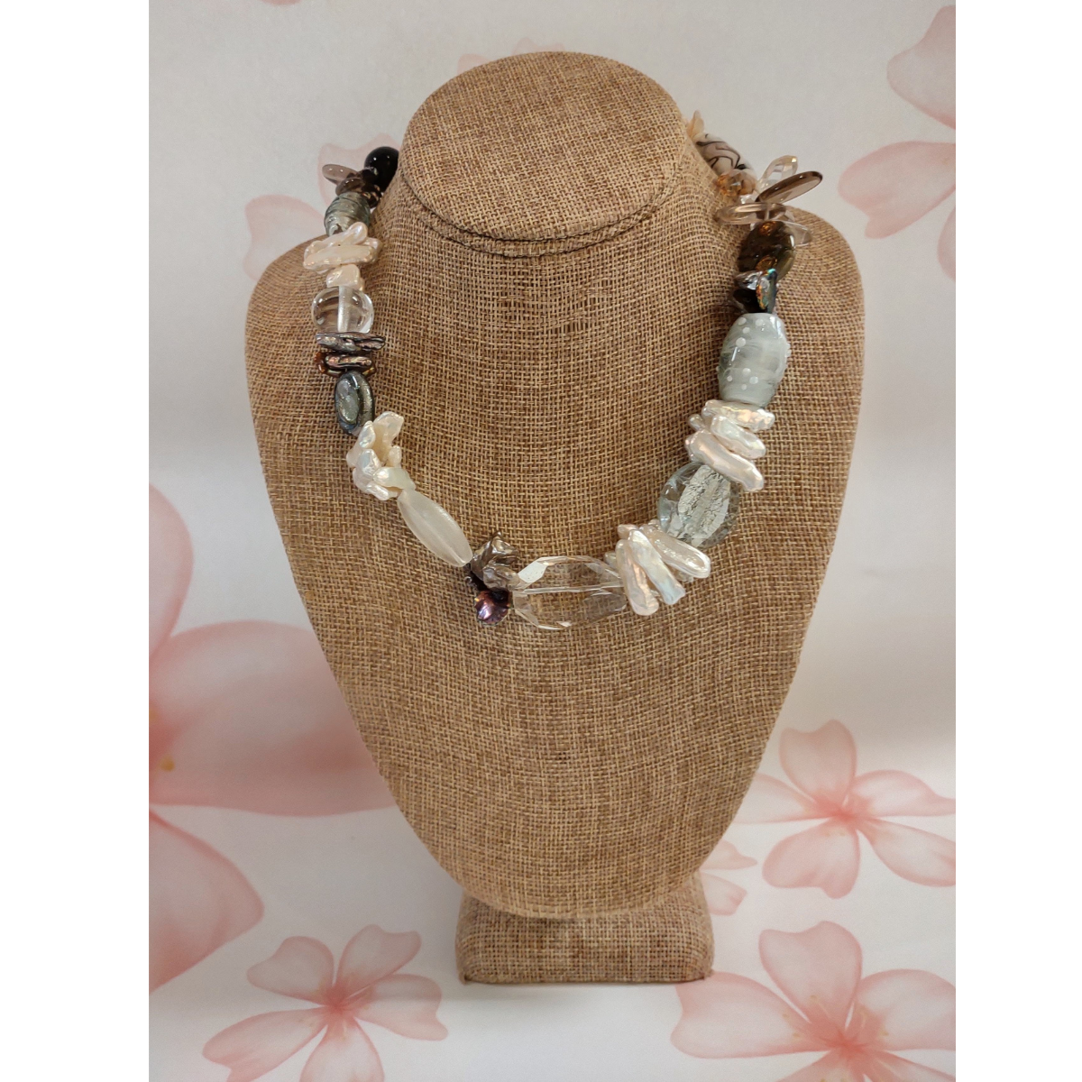 Beverly Creamer SINGLE STRAND NECKLACE-WHITES AND SILVER