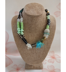 Beverly Creamer Bev Creamer Double Strand Murano Green Statement Necklace One of a Kind