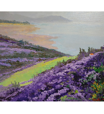 Ed Furuike Ed Furuike Lavender Hills Kula Maui Palette Knife Painting 16 x 20