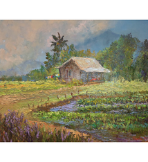 Ed Furuike Ed Furuike Loi Kalo Kahaluu Palette Knife Painting 18 x 24