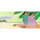 Pegge Hopper SUMMER AFTERNOON AB WITH MATTING AND WOOD FRAME, 15.25X29