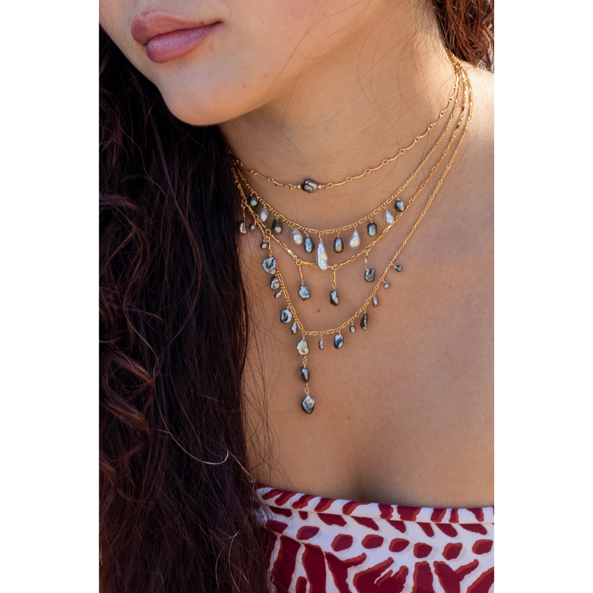 Keshi Co Keshi Co Vaima Necklace Tahitian Keshi Pearls Gold Fill