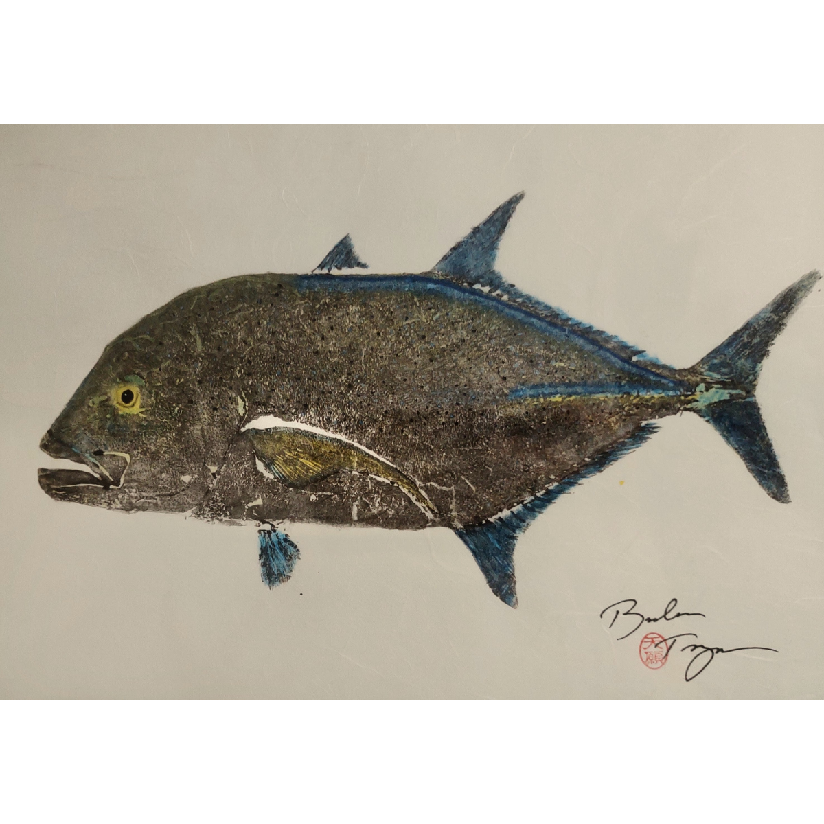 Brandon Tengan OMILU ULUA - GYOTAKU PRINT - 11X14