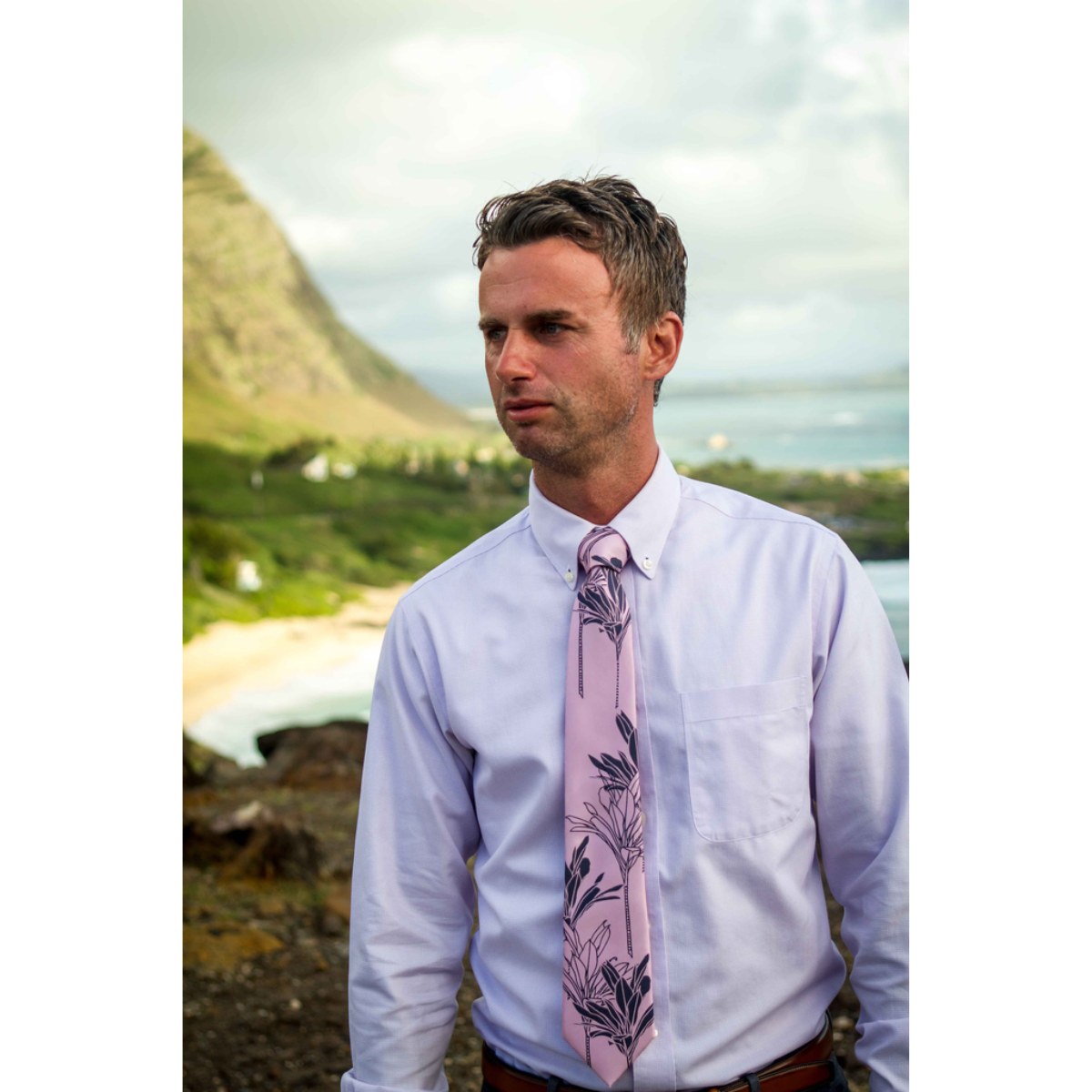 Pineapple Palaka Ti Plant - Pink Modern Necktie