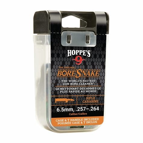 HOPPE'S HOPPES RIFLE BORE SNAKE, .257/264/6.5MM CAL, W/ DEN