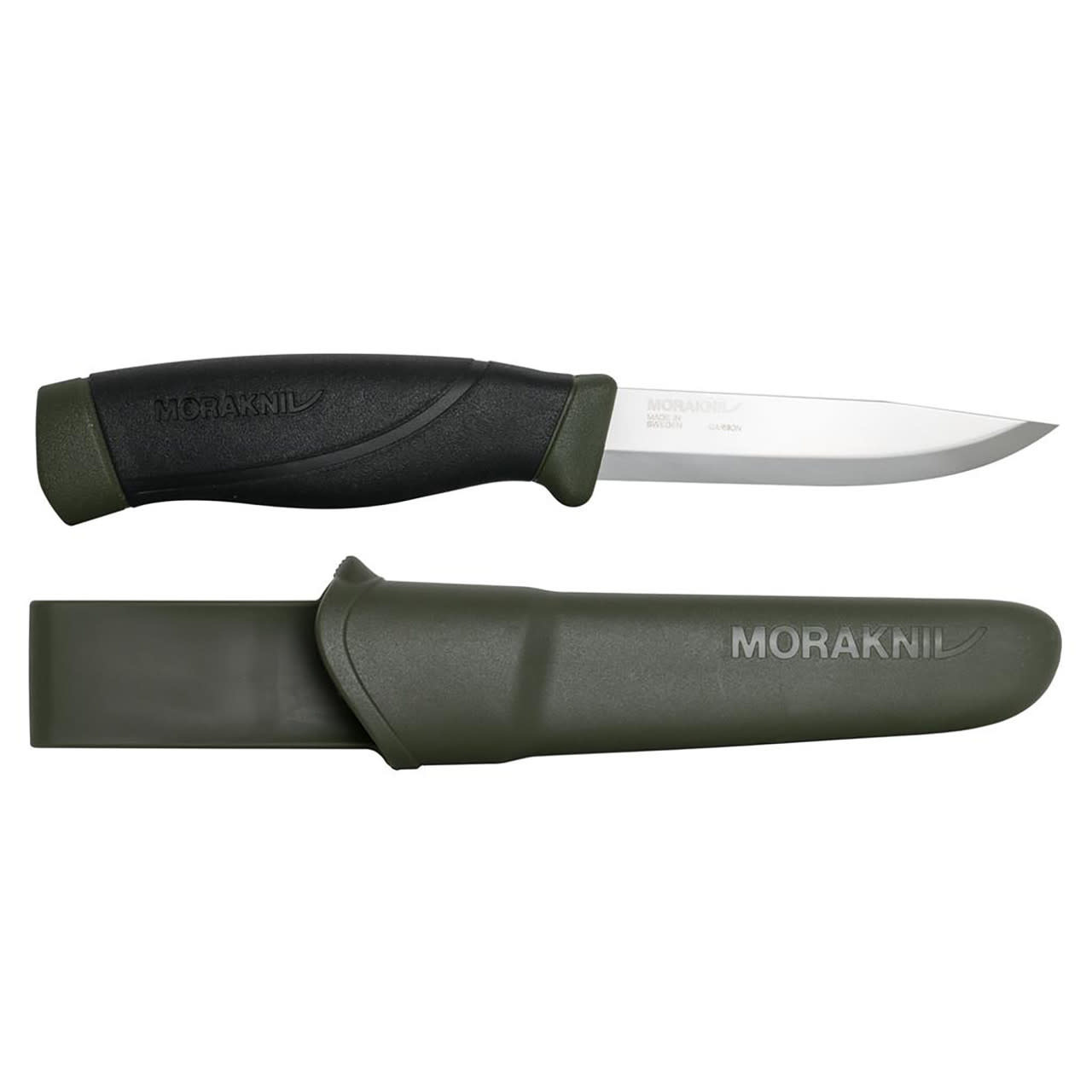 MORAKNIV MORAKNIV COMPANION HEAVY DUTY KNIFE, GREEN RUBBER HANDLE, CARBON BLADE, W/ SHEATH