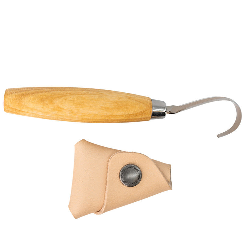 MORAKNIV MORAKNIV WOOD CARVING HOOK KNIFE, 164 RIGHT, STAINLESS BLADE, W/ LEATHER SHEATH