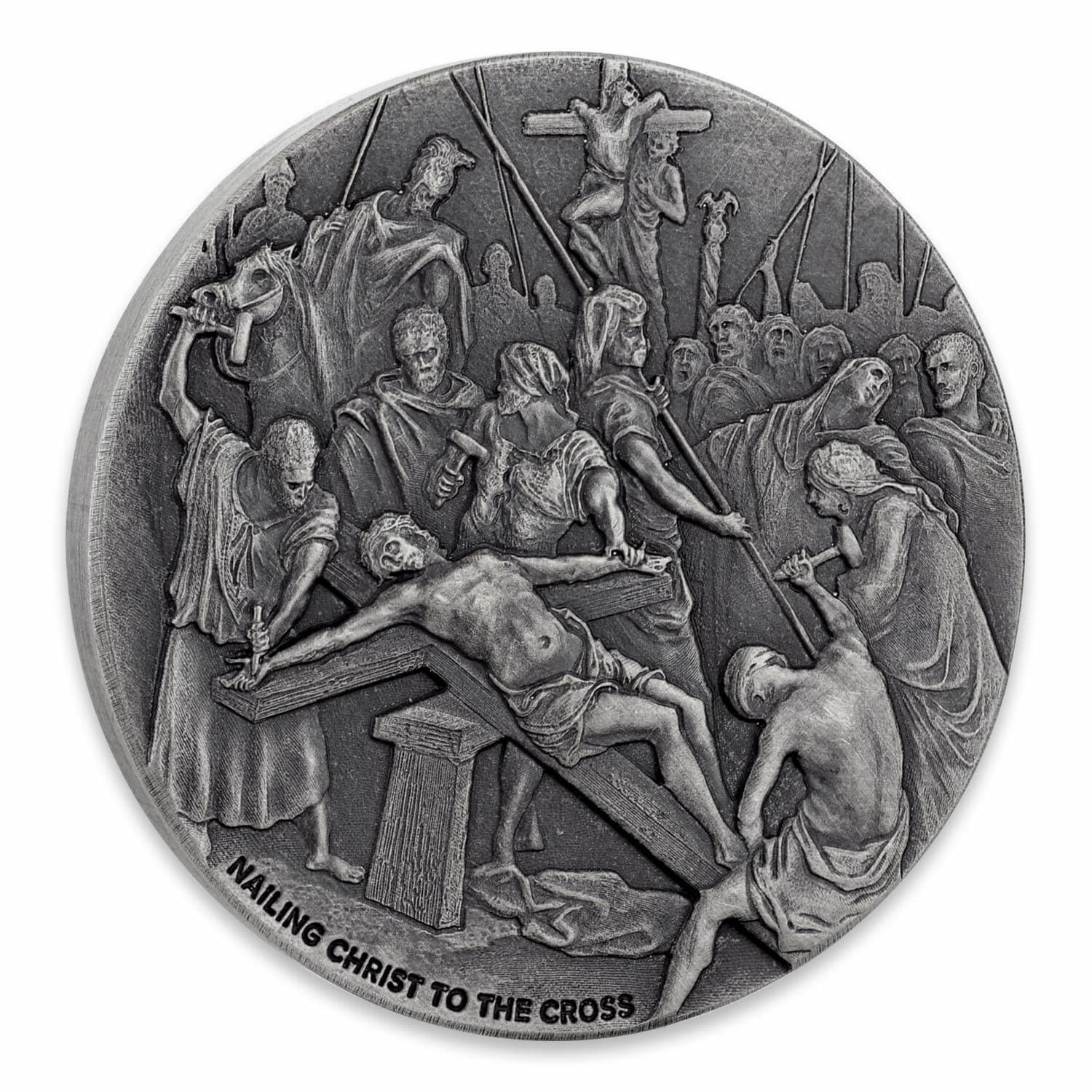 SCOTTSDALE MINT SCOTTSDALE MINT BIBLICAL SERIES COIN, NAILING CHRIST TO THE CROSS, 2017, SILVER, 2OZ