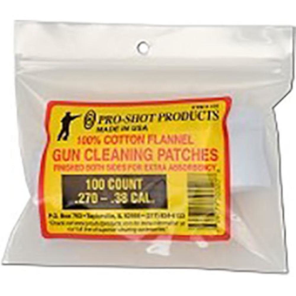 PRO-SHOT PRO-SHOT CLEANING PATCHES, .270-.38 CAL, 100 PACK