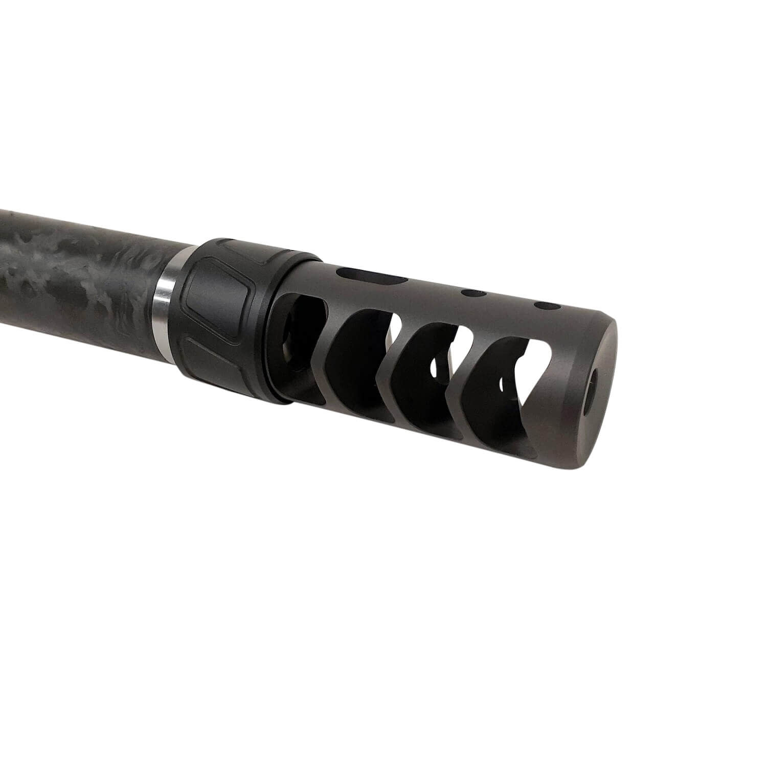 SPEARHEAD MACHINE 4 PORT SELF TIMING MUZZLE BREAK, 5/8-24, 308/7MM, BLACK NITRIDE