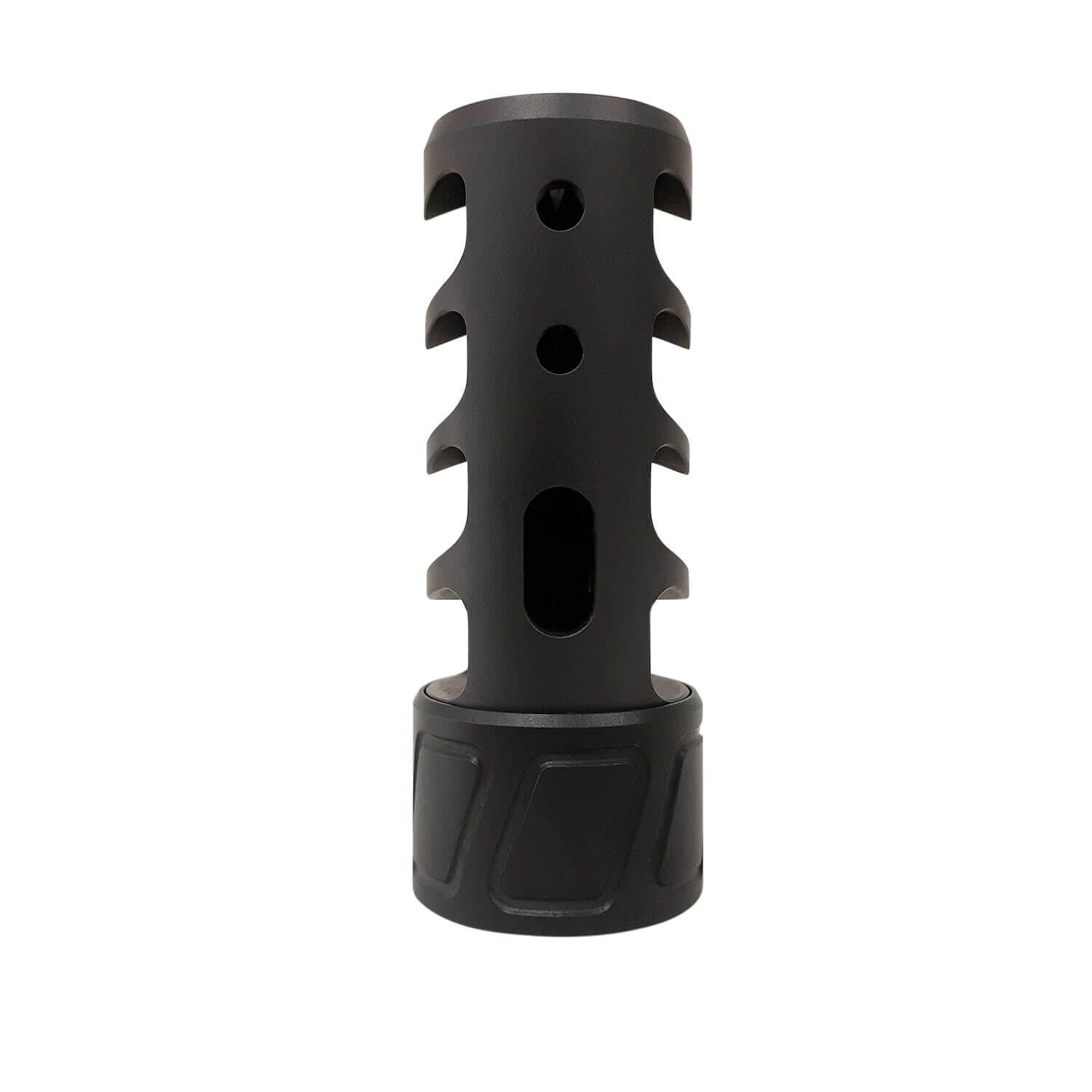 SPEARHEAD MACHINE 4 PORT SELF TIMING MUZZLE BRAKE, 5/8-24, 6.5MM, BLACK NITRIDE