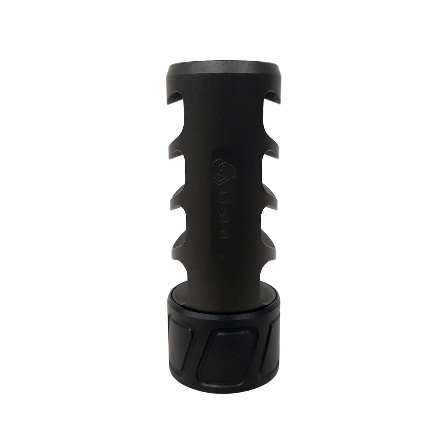 SPEARHEAD MACHINE 4 PORT SELF TIMING MUZZLE BRAKE, 5/8-24, 6.5MM, BLACK NITRIDE