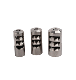 SALMON RIVER SOLUTIONS SRS TI PRO 3 SELF TIMING MUZZLE BRAKE, 30 CAL, 5/8-24, .860", .750" NUT, POLISHED