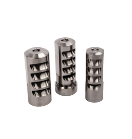 SALMON RIVER SOLUTIONS SRS TI PRO 4 SELF TIMING MUZZLE BRAKE, 6.5MM, 5/8-24, .860", .750" NUT, POLISHED