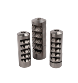 SALMON RIVER SOLUTIONS SRS TI PRO 5 SELF TIMING MUZZLE BRAKE, 30 CAL, 5/8-24, .990", .990" NUT, BLACK CERAKOTE