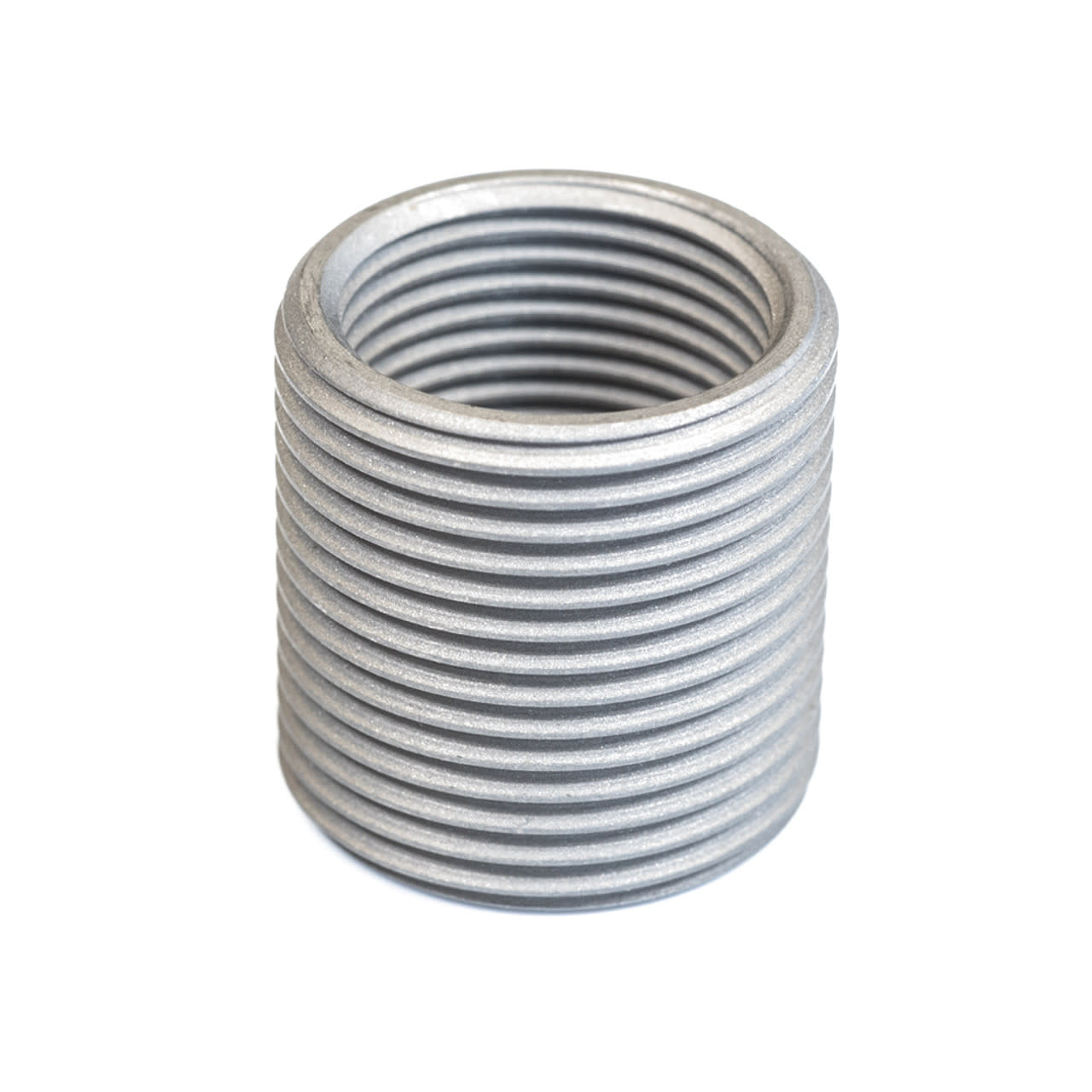 PRECISION ARMAMENT M4 SHOULDERLESS THREAD ADAPTER, 1/2-28 TO 5/8-24, MATTE STAINLESS