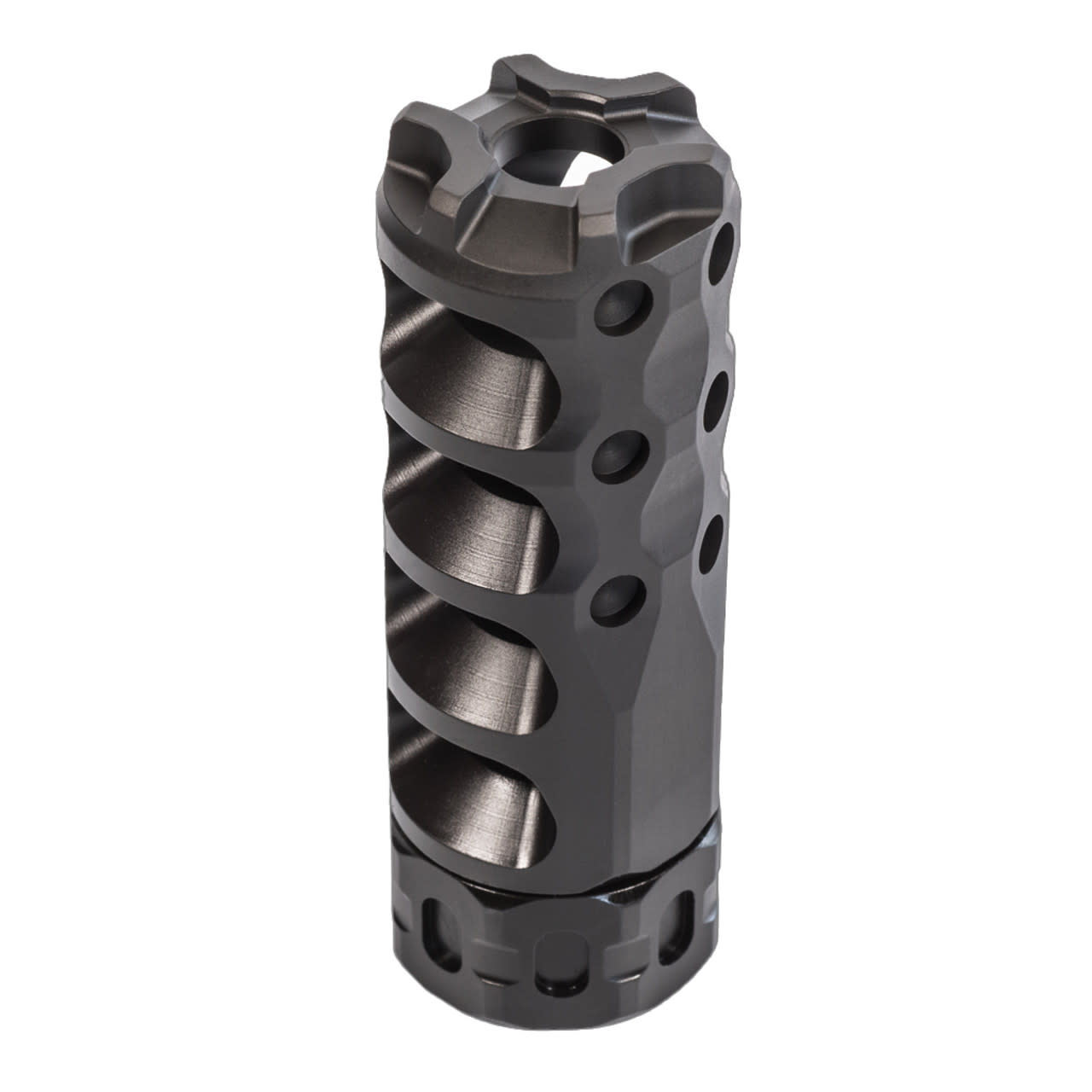 PRECISION ARMAMENT HYPERTAP MUZZLE BRAKE, 5.56MM/22 CAL, 1/2-28, BLACK