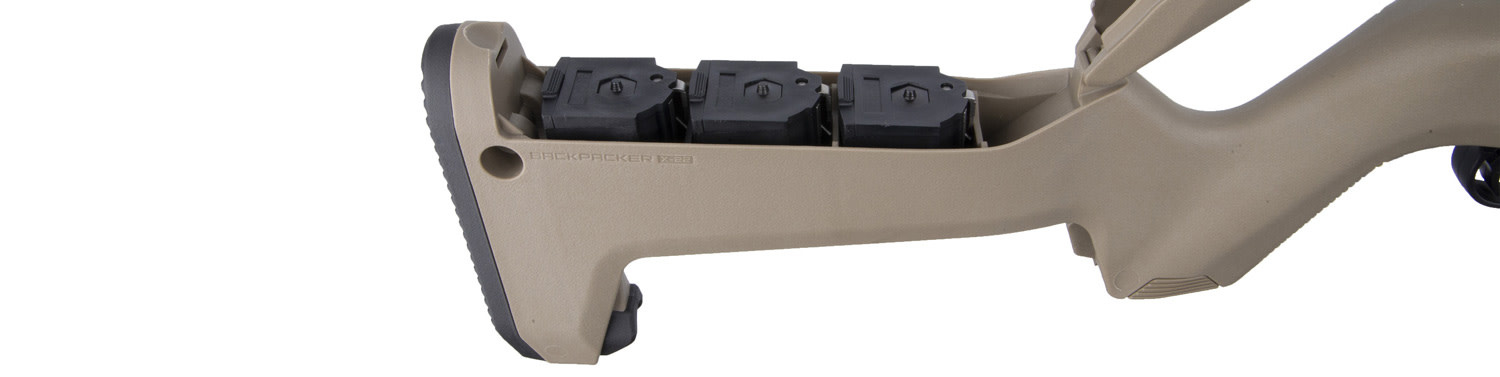 RUGER RUGER 10/22 TAKEDOWN RIFLE, 22 LR, MAGPUL X-22 BACKPACKER STOCK, 4 MAGS, FDE