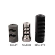 SALMON RIVER SOLUTIONS SRS SS PRO 4 SELF TIMING MUZZLE BRAKE, 6.5MM, 1/2-28, .760", BLACK CERAKOTE