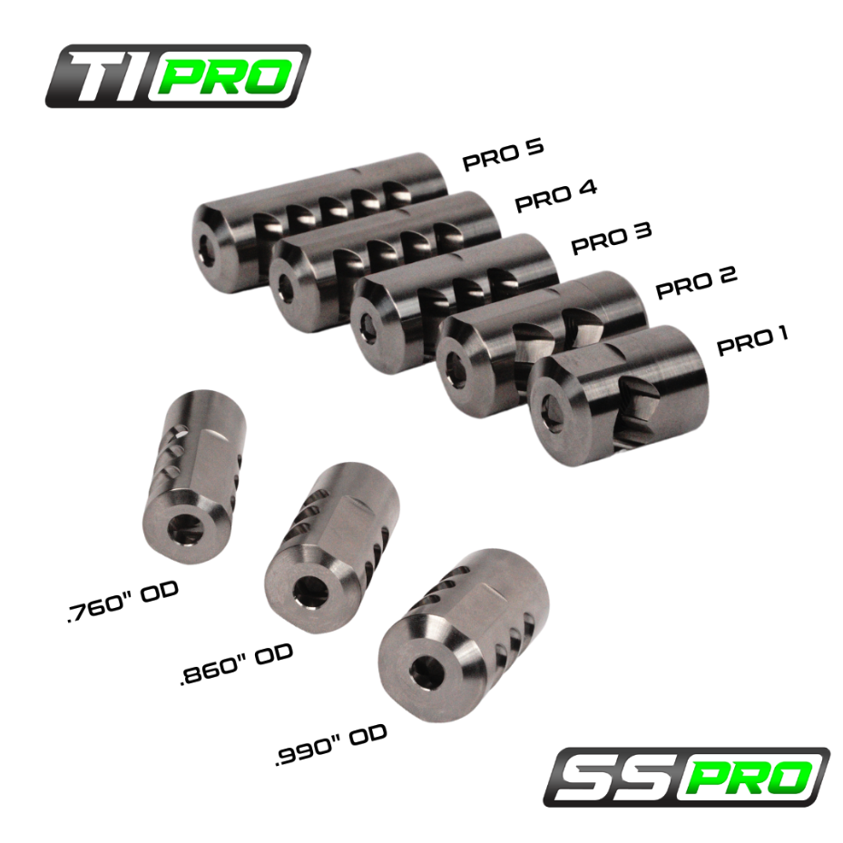 SALMON RIVER SOLUTIONS SRS SS PRO 4 SELF TIMING MUZZLE BRAKE, 30 CAL, 5/8-24, .860", .750" NUT, BLACK CERAKOTE