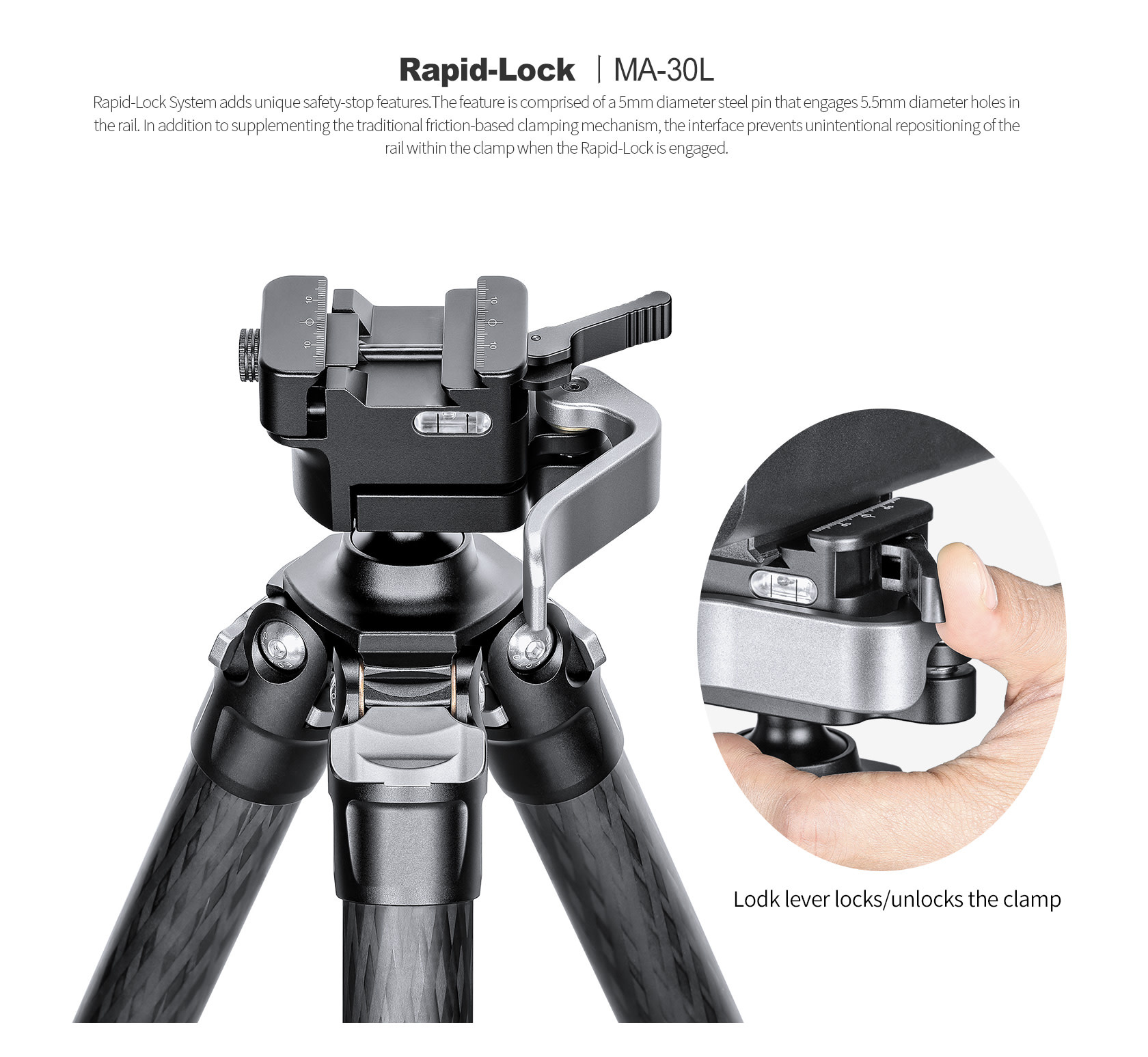 LEOFOTO SA403C CARBON FIBER TRIPOD, W/ MA30L RAPID LOCK BALL HEAD, PICATINNY AND ARCA