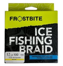 FROSTBITE ICE FISHING BRAID LINE, 12 LB, 100 YDS, YELLOW