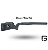 GRAYBOE PHOENIX 2 STOCK, TIKKA T3X, LH, TIKKA PLASTIC BOTTOM METAL, BLACK W/ GREY WEB