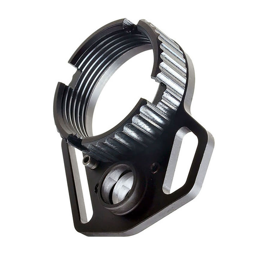 STRIKE INDUSTRIES MULTI-FUNCTION END PLATE, W/ ANTI-ROTATION CASTLE NUT, BLACK