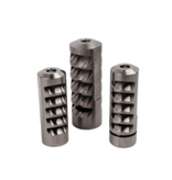 SALMON RIVER SOLUTIONS SRS SS PRO 5 SELF TIMING MUZZLE BRAKE, 6.5MM, 3/4-24, .1.200", .1.200" NUT, POLISHED