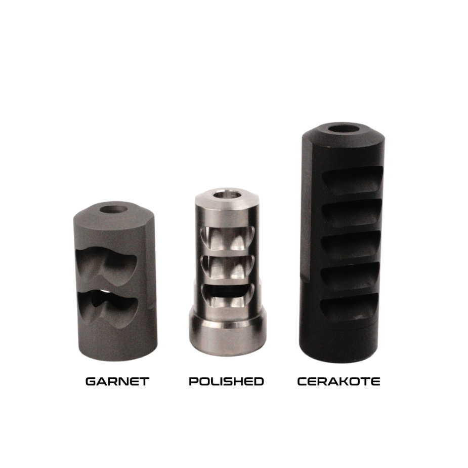 SALMON RIVER SOLUTIONS SRS TI PRO 2  SELF TIMING MUZZLE BRAKE, 338 CAL, 5/8-24, .860", .860" NUT, BLACK CERAKOTE