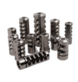 SALMON RIVER SOLUTIONS SRS TI PRO 2  SELF TIMING MUZZLE BRAKE, 338 CAL, 5/8-24, .860", .860" NUT, BLACK CERAKOTE