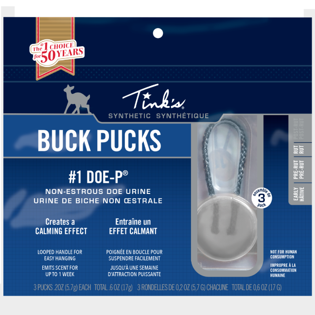 TINK'S TINK'S BUCK PUCKS, #1 DOE-P, SYNTHETIC SCENT HANGER, 3 PACK