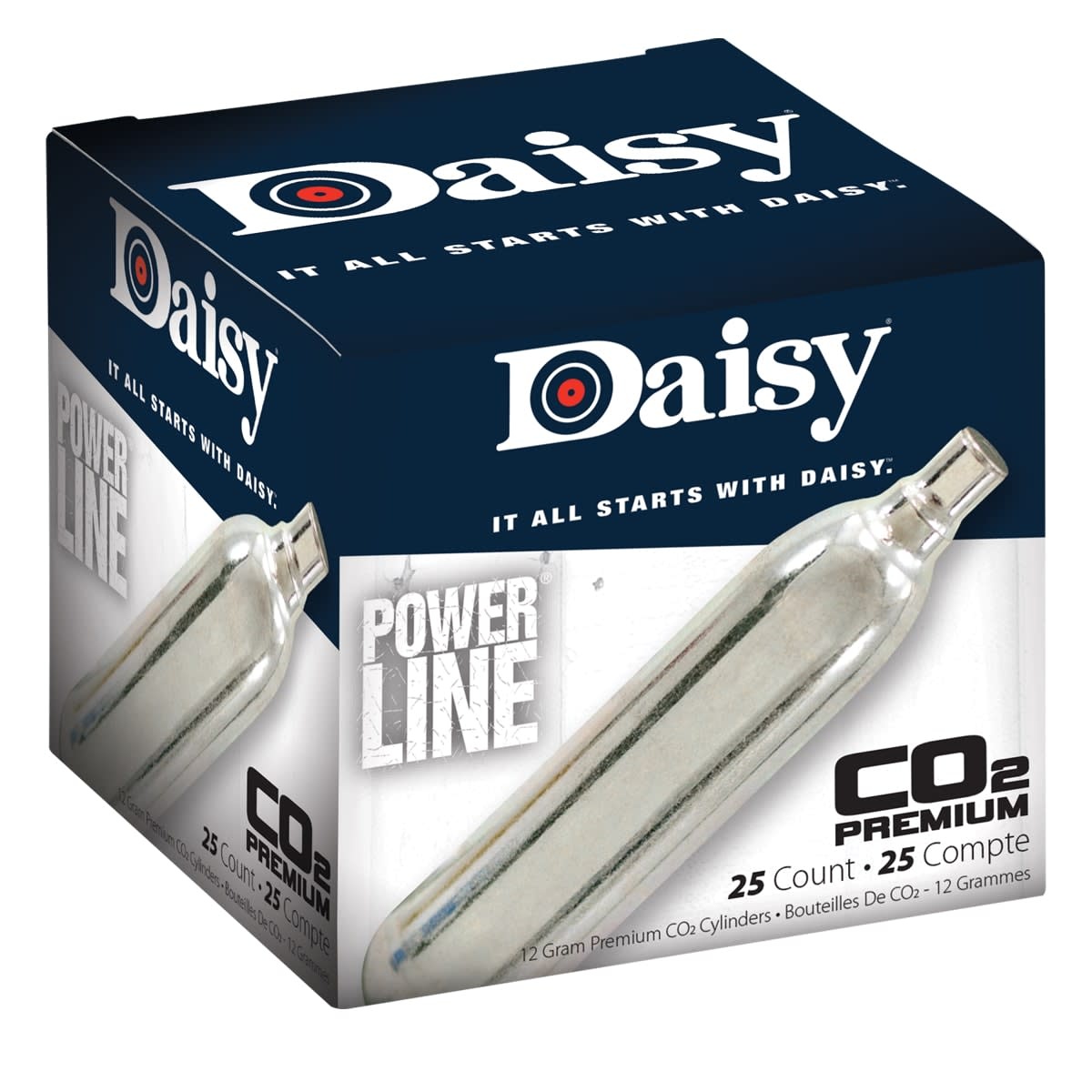 DAISY DAISY POWER LINE CO2 CARTRIDGE CYLINDERS, 12 GRAM, 25 PACK