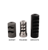SALMON RIVER SOLUTIONS SRS SS PRO 4 SELF TIMING MUZZLE BRAKE, 6.5MM, 5/8-24, .860", .860" NUT, BLACK CERAKOTE