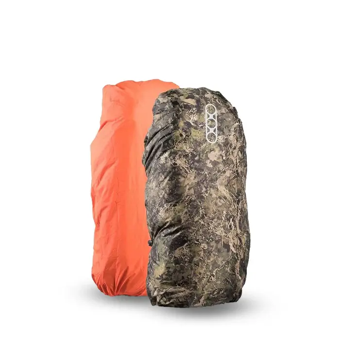 EBERLESTOCK REVERSIBLE RAIN COVER, SMALL, MOUNTAIN CAMO/BLAZE ORANGE