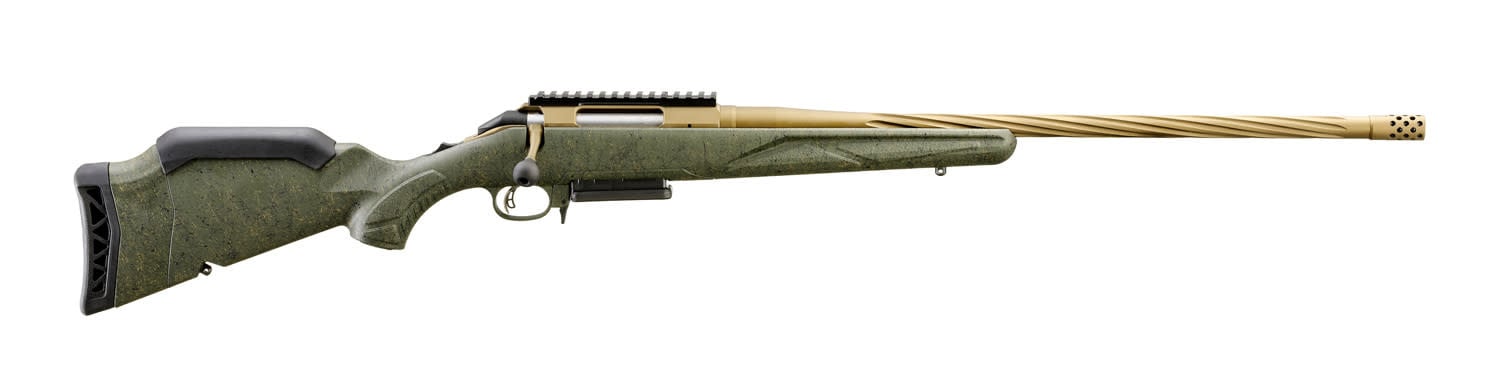 RUGER RUGER AMERICAN GEN II PREDATOR RIFLE, 243 WIN, BURNT BRONZE, GREEN STOCK