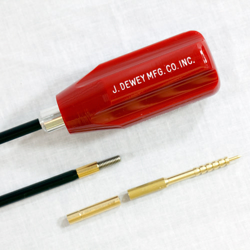 DEWEY DEWEY COATED RIFLE CLEANING ROD, .22-.26 CAL, 40", W/ .22 CAL JAG & BRUSH ADAPTER