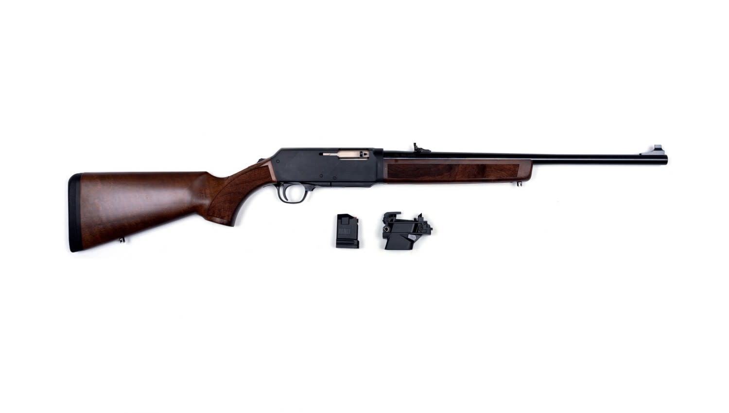 HENRY HENRY HOMESTEADER RIFLE, 9MM, WOOD STOCK, W/ GLOCK MAGAZINE ADAPTER