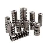 SALMON RIVER SOLUTIONS SRS TI PRO 2 SELF TIMING MUZZLE BRAKE, 6.5MM, 5/8-24, .860", .860" NUT, BLACK CERAKOTE