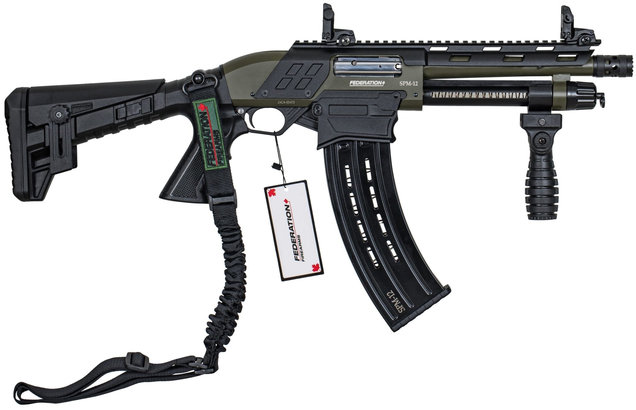 FEDERATION FIREARMS SPM-12 PUMP SHOTGUN, 12 GA, 9" BARREL, OD GREEN