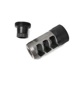 AREA 419 AREA 419 HELLFIRE TI TITANIUM MUZZLEBRAKE, 5/8X24, 30 CAL & UNDER, GREY ANODIZED