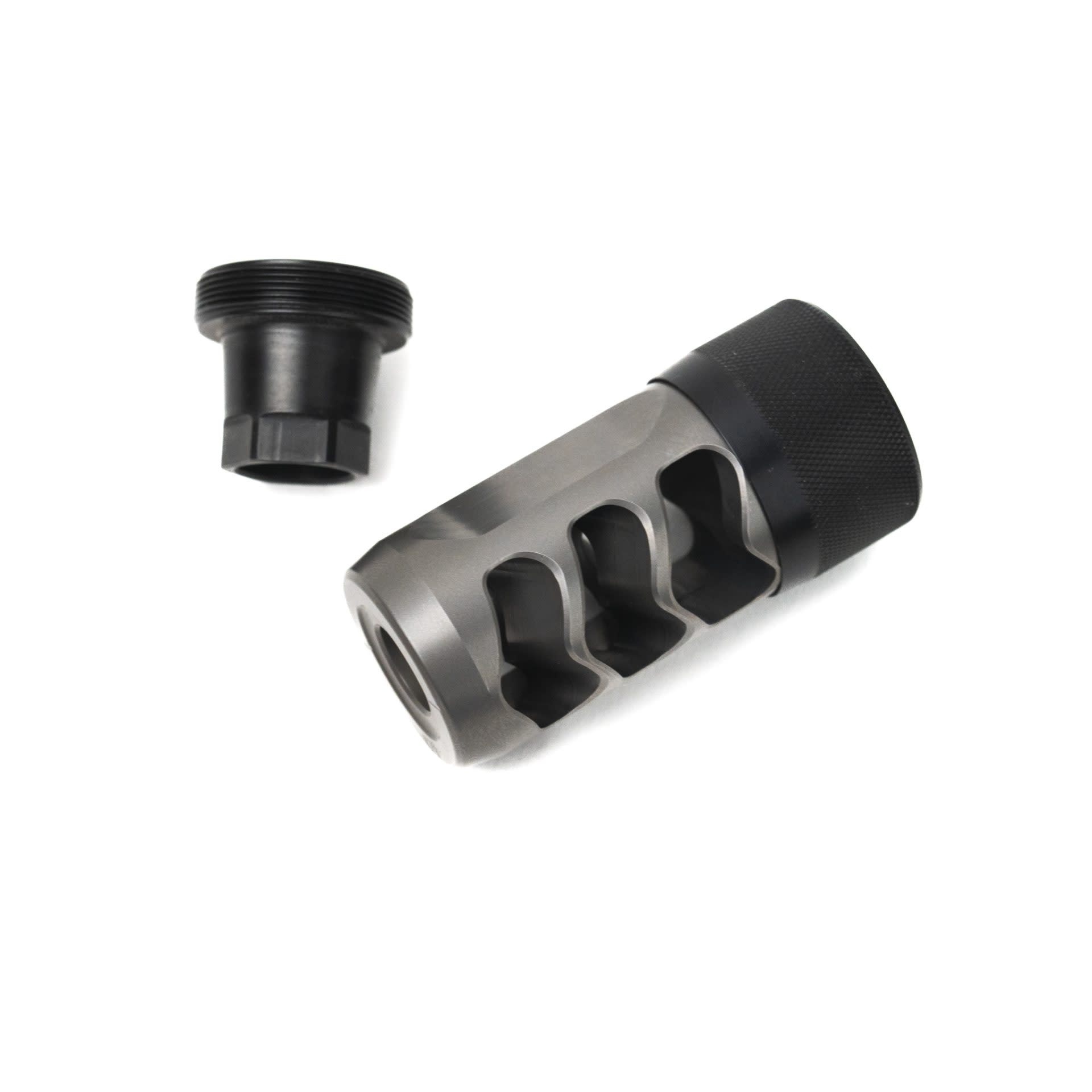 AREA 419 AREA 419 HELLFIRE TI TITANIUM MUZZLEBRAKE, 5/8X24, 30 CAL & UNDER, GREY ANODIZED