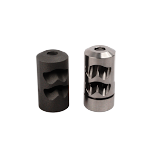 SALMON RIVER SOLUTIONS SRS TI PRO 2  SELF TIMING MUZZLE BRAKE, 6.5MM, 5/8-24, .860", .750" NUT, GARNET BLASTED