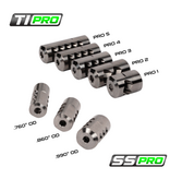 SALMON RIVER SOLUTIONS SRS TI PRO 4 SELF TIMING MUZZLE BRAKE, 30 CAL, 5/8-24, .860", .860" NUT, GARNET BLASTED