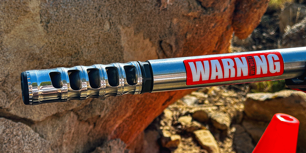 WITHOUT WARNING CHAD SELF-TIMING MUZZLE BRAKE, .264”/6.5MM, RAW, W/ BARREL TUNER