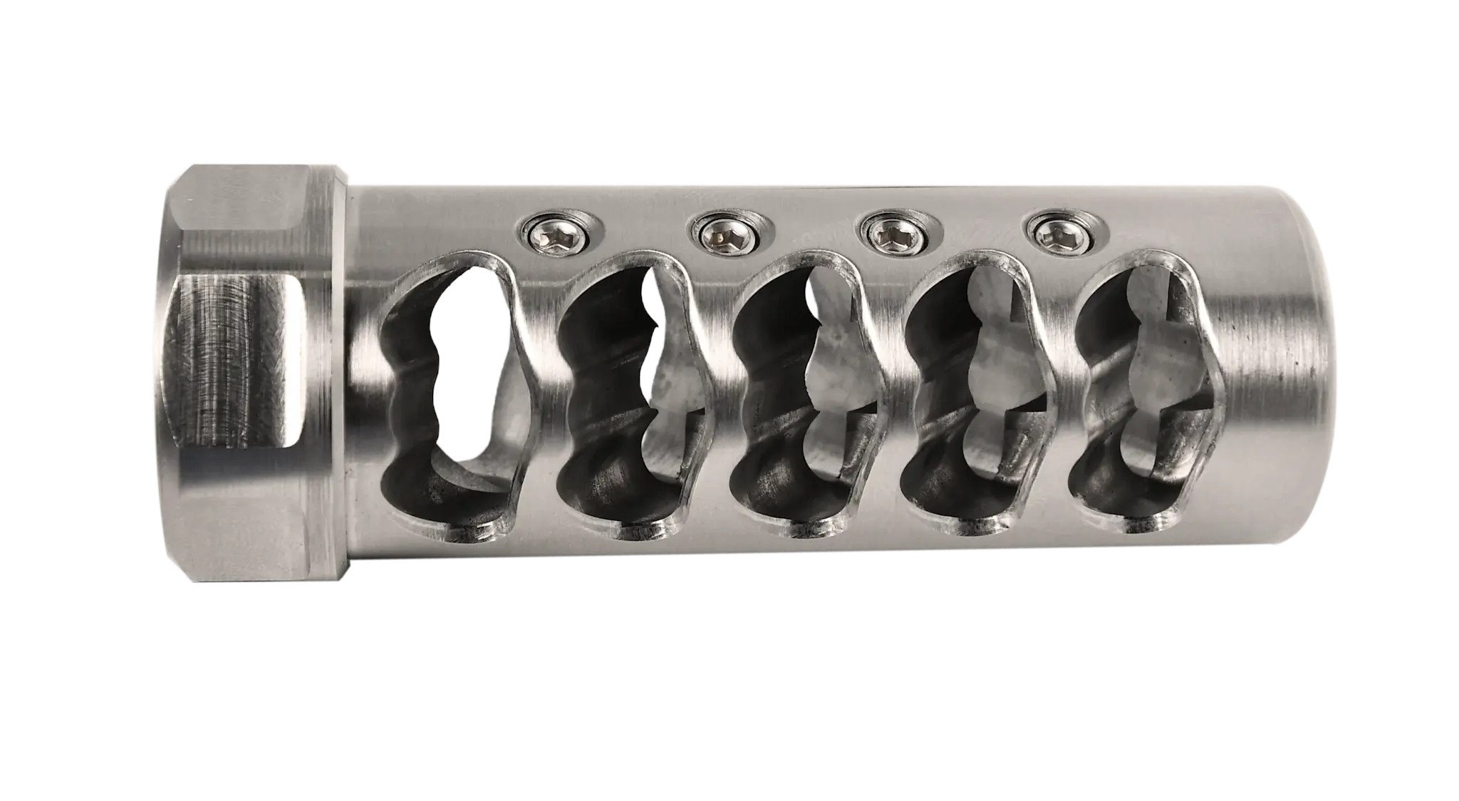 APA FAT BASTARD MUZZLE BRAKE, GEN 4, 5/8-24, .30 CAL, STAINLESS
