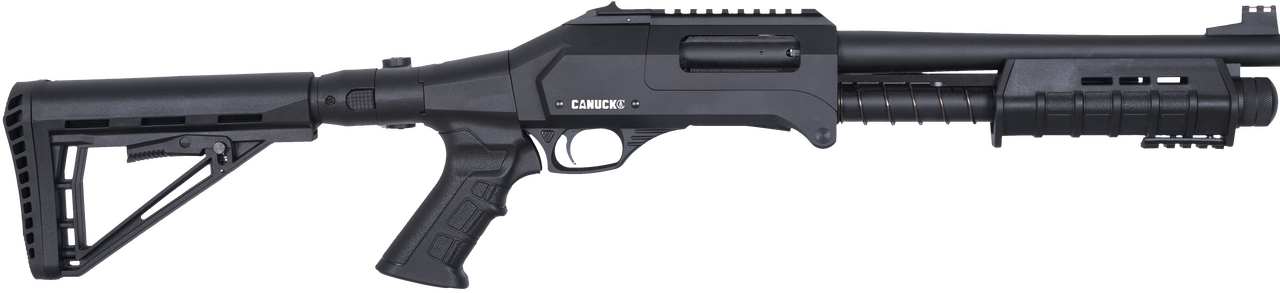 CANUCK CANUCK FOLDING ENFORCER 2 PUMP SHOTGUN, 12 GA, 3", 12" BARREL, BLACK
