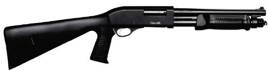 CHURCHILL CHURCHILL PUMP SHOTGUN, 12 GA, 3", 12" BARREL, PISTOL GRIP, BLACK