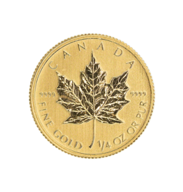RCM CANADIAN MAPLE LEAF COIN, RANDOM YEAR, GOLD, 1/4OZ